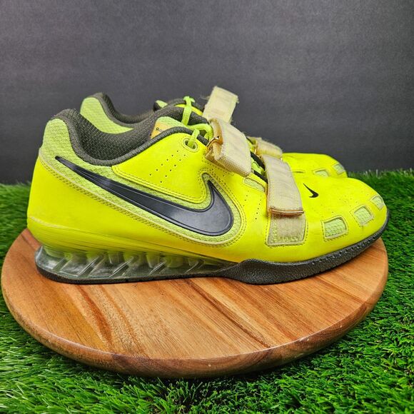 Nike Romaleos 2 Volt Yellow Weightlifting Gym Shoes Straps Men’s Size 10.5 - Picture 1 of 16